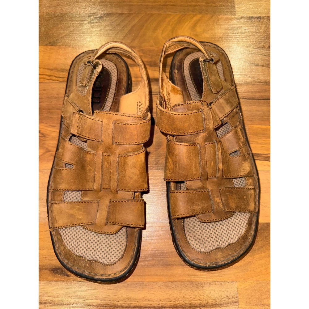 Born Mens Brown Leather‎ Fisherman Sandals Size 9 M/W Casual Comfort boho summer